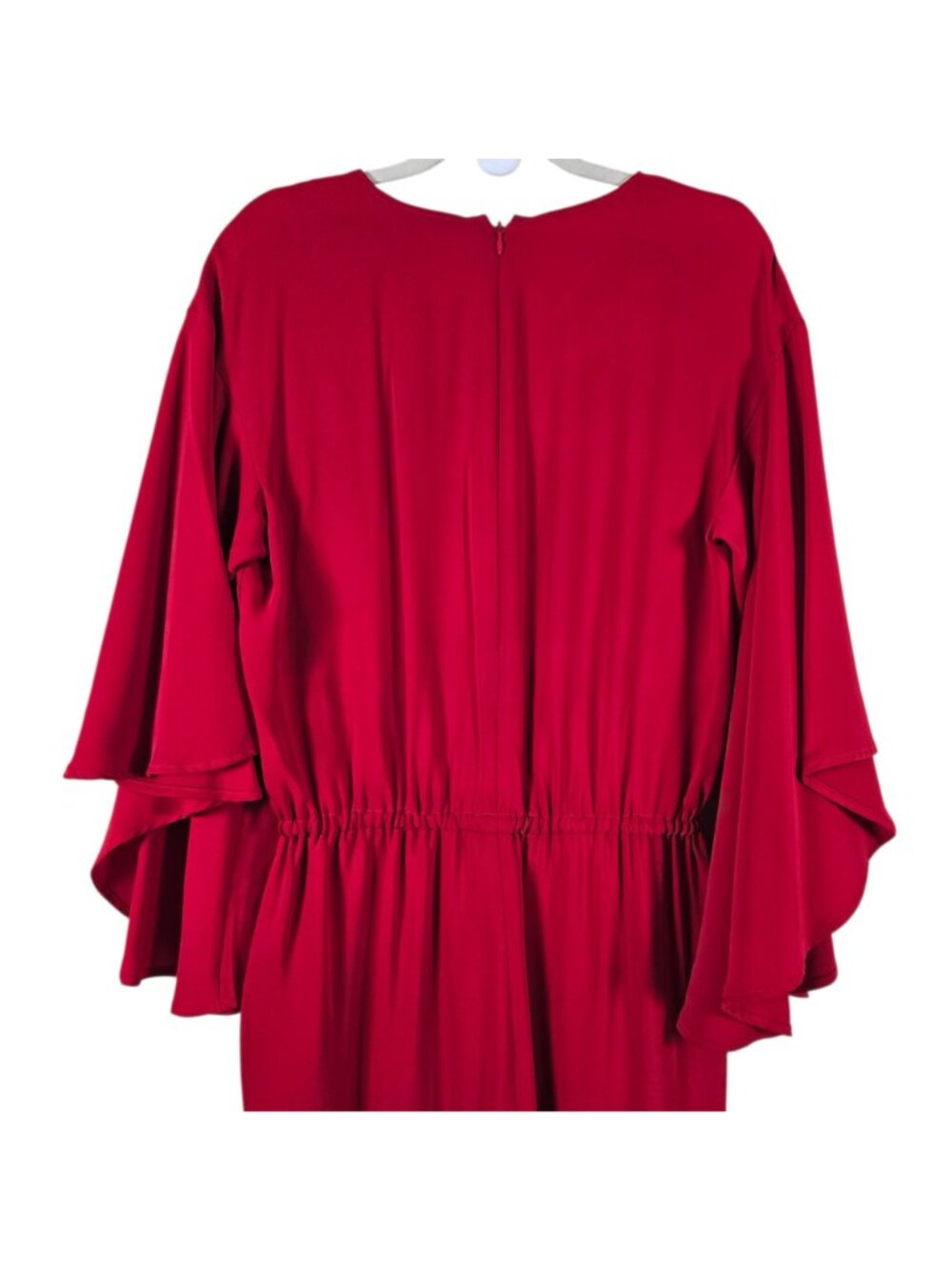 Ralph Lauren LRL Womens Red Drawstring V-Neck Wide Flare Sleeves Jumpsuit Size 8 - Picture 7 of 12